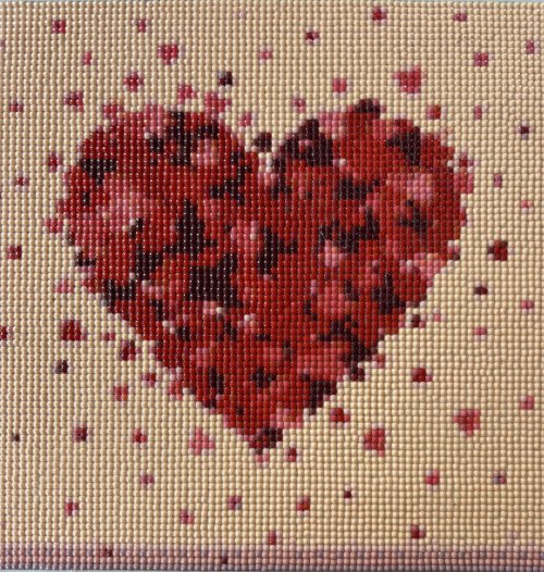 Diamond Art Heart with Peach Background
