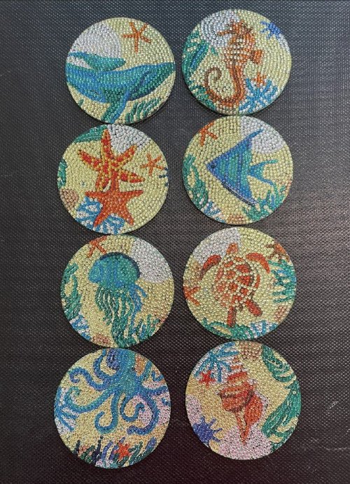 Diamond Art: Sea Life Coasters, Set of 8 (#1)